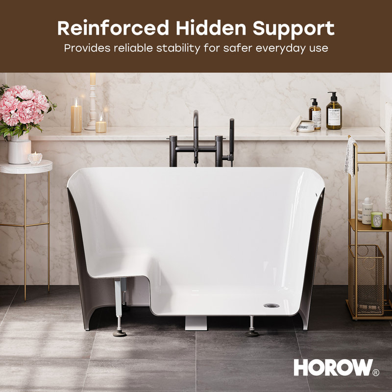 HOROW Selene 47'' x 27'' Freestanding Soaking Acrylic Bathtub with